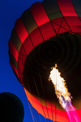hot air balloon in Morocco ready to take off with big flame
