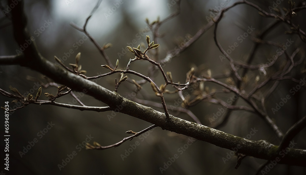 Poster autumn leaf on tree branch in close up generated by ai