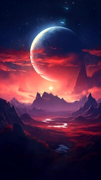 galaxy space live wallpaper for phone with nature landscape vertical video background looping