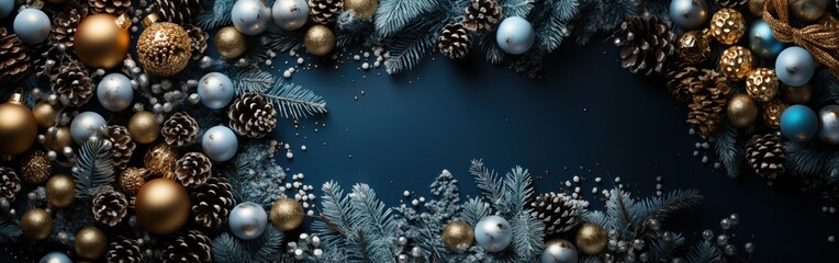 Blue Christmas celebrate greeting background with free space for your wishes. Merry Christmas...
