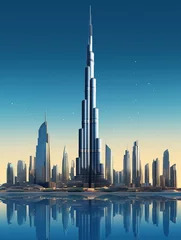 Washable Wallpaper Murals Burj Khalifa Burj Khalifa its height skyscraper illustration , Burj khalifa 3D illustration, Generative Ai 