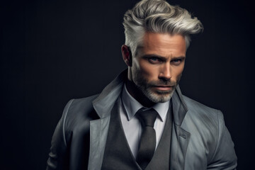 Fototapeta premium Barbershop. Eccentric man with dyed hair. Blond hipster guy. Handsome man with stylish haircut.Modern handsome man with blonde dyed hair. Coloring of mens hair.