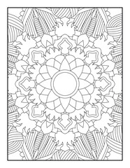 Mandala. Floral Mandala. Mandala Coloring Book For Adult. Mandala Coloring Pages. Mandala Coloring Book. Seamless vector pattern. Black and white linear drawing. coloring page for children and adults.
