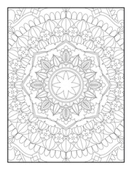 Mandala. Floral Mandala. Mandala Coloring Book For Adult. Mandala Coloring Pages. Mandala Coloring Book. Seamless vector pattern. Black and white linear drawing. coloring page for children and adults.