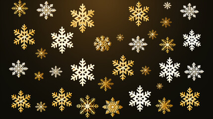 Christmas gold and white snowflakes