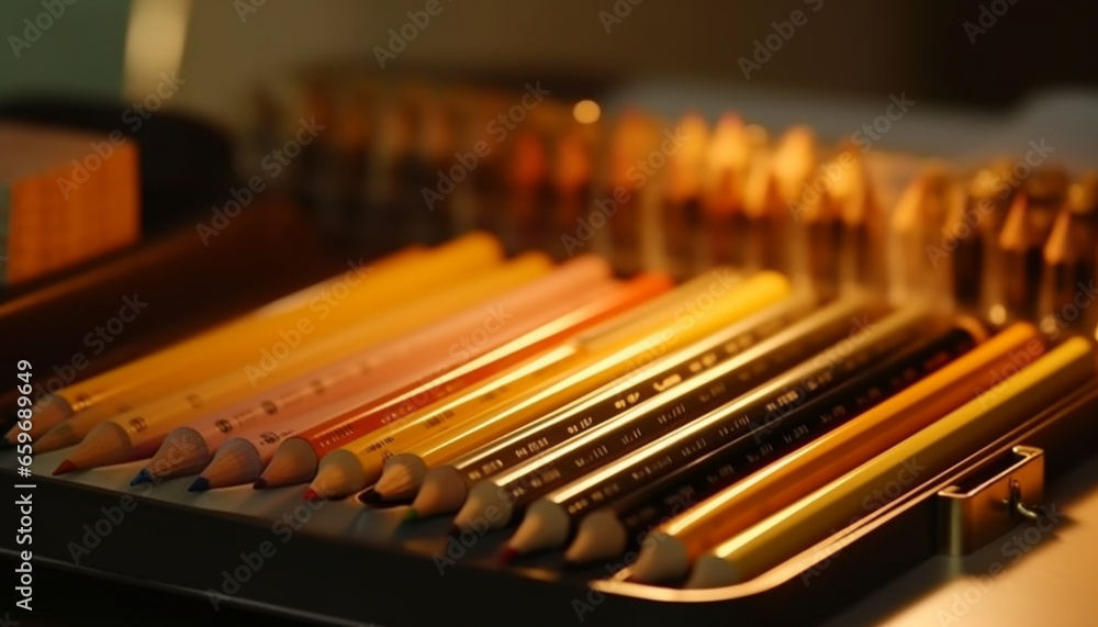 Poster variation of work tools in a row generated by ai