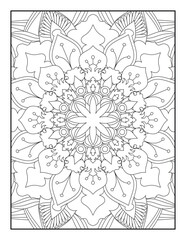 Mandala. Floral Mandala. Mandala Coloring Book For Adult. Mandala Coloring Pages. Mandala Coloring Book. Seamless vector pattern. Black and white linear drawing. coloring page for children and adults.