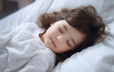 Obraz na płótnie Canvas Little girl sleeping in a bed