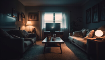 Luxury modern living room with comfortable sofa generated by AI