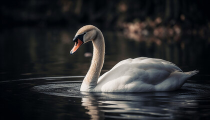 Mute swan elegance in tranquil pond water generated by AI