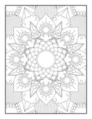 Mandala. Floral Mandala. Mandala Coloring Book For Adult. Mandala Coloring Pages. Mandala Coloring Book. Seamless vector pattern. Black and white linear drawing. coloring page for children and adults.