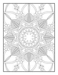 Mandala. Floral Mandala. Mandala Coloring Book For Adult. Mandala Coloring Pages. Mandala Coloring Book. Seamless vector pattern. Black and white linear drawing. coloring page for children and adults.