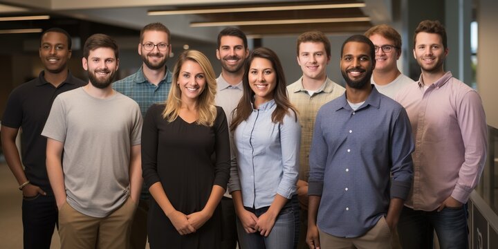 Photo of team of software engineers , concept of Collaborative development