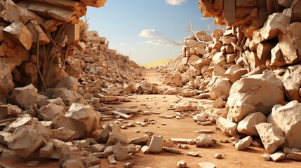 A sahtte red landscape with fractured rock for mations.UHD wallpaper