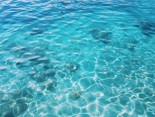 Fototapeta na wymiar A stunning blue swimming pool with crystal-clear water, resembling the rippling sea waves.