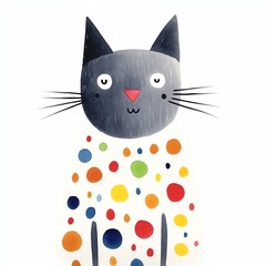 Illustration of a cat made of coloured dots