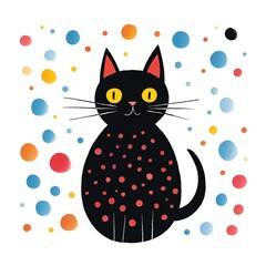 Illustration of a cat made of coloured dots