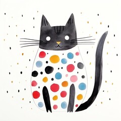 Illustration of a cat made of coloured dots