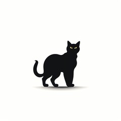 silhouette of a black cat on white background