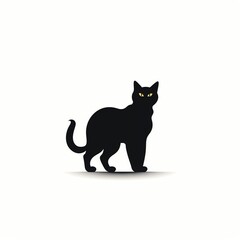 Obraz premium silhouette of a black cat on white background