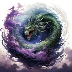 Purple Chinese dragon is smoke, year of the dragon