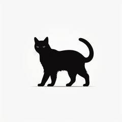 silhouette of a black cat on white background