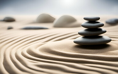 Tranquil Zen garden with sand and stones