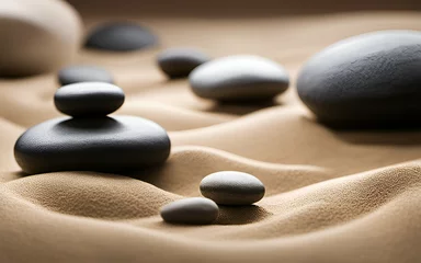 Deurstickers Stenen in het zand Tranquil Zen garden with sand and stones