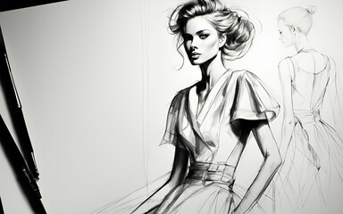 Close-up of a fashion designer's sketch