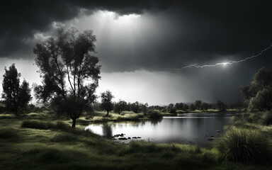 Fototapeta premium Dramatic thunderstorm in nature
