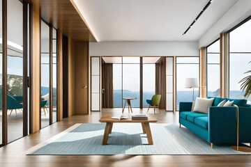 modern living room with windows