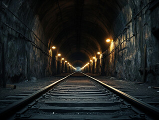 Fototapeta na wymiar A mesmerizing photo capturing the gradual disappearance of a train tunnel entrance into the distance.