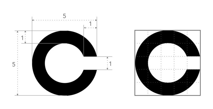 Landolt C Eye Test Chart broken ring medical illustration. Japanese vision test line vector letter sketch style outline isolated on white background. Vision test board optometrist ophthalmic test