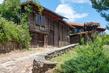 Fototapeta na wymiar Nineteenth century houses in town of Kotel, Bulgaria