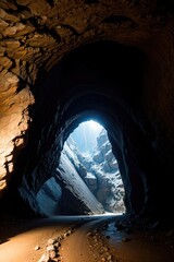 inside of the cave, light in the cave, giant cave