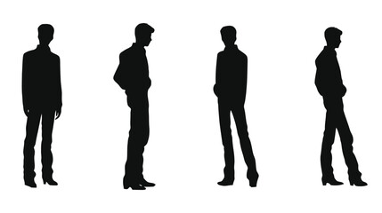 Set of black men silhouette. Vector isolated on white background