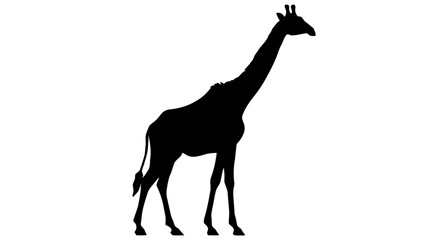 Silhouette of a giraffe isolated on white background