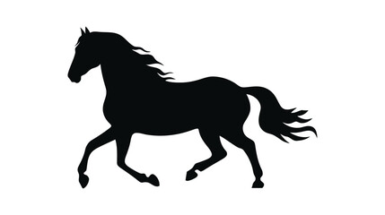 Black silhouette of horse. Vector illustration isolated on white background