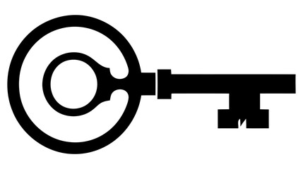 Old door key vector icon illustration isolated on white background