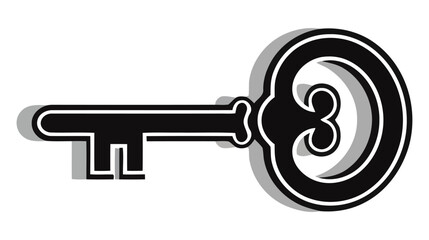 Old door key vector icon illustration isolated on white background