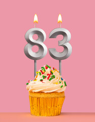 Number 83 candle with cupcake - Birthday card