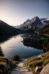 reflection of mountain in the lake