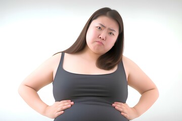 お腹のぜい肉に悩む女性