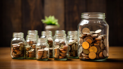 transparent glasses with coins in them