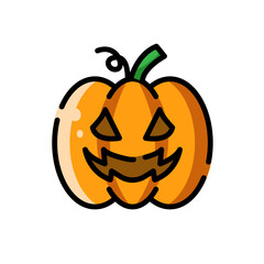 Pumpkin Icon Vector Illustration Isolated White for Halloween Element Design, Sticker, Decoration