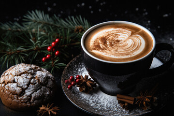 Cup of latte art cappuccino.