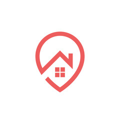 Home place logo - house with window and chimney and address symbol