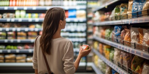 a woman is shopping in super market, generative AI