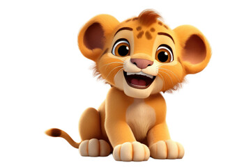 3D Cartoon Lion Cub Adventure on isolated background