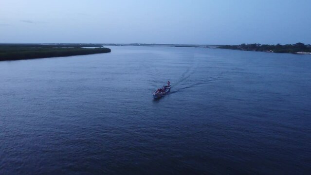 Sunset over Sine Saloum 2, Senegal - Shot taken with drone - Africa